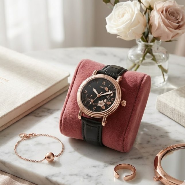 Roze Gouden Bloem Horloge (Creator heeft geüpload)