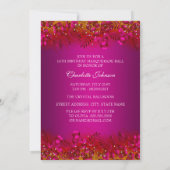 Roze Gouden Bloem Masquerade Sweet 16 Uitnodiging (Achterkant)
