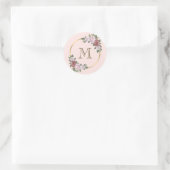 Roze Gouden Bloem Monogram Initiaal Ronde Sticker (Tas)