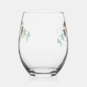 Roze gouden bloem naam script wijnglas zonder voet (Links)