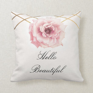 Roze & Gouden Bloem Pioen Bloem Glam Chique Kussen