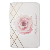 Roze & Gouden Bloem Pioen Bloem Glam Douane Badmat (Voorkant Verticaal)