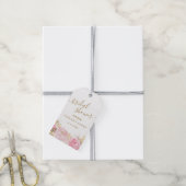 Roze Gouden Bloem Roos Waterverf Bruidsdouche Cadeaulabel (Met Touw)