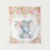 Roze Gouden Bloem Slurfnursery Baby Meisje Decorat Wandkleed (Voorkant)