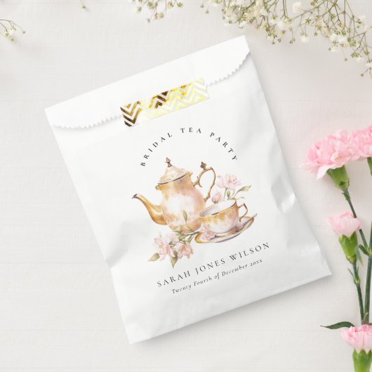 Roze Gouden Bloem Theeset Bruiloft Thee Feest  Bedankzakje (Gezegeld)