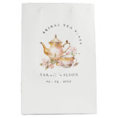 Roze Gouden Bloem Theeset Bruiloft Thee Feest  Medium Cadeauzakje (Voorkant)