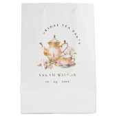 Roze Gouden Bloem Theeset Bruiloft Thee Feest  Medium Cadeauzakje (Achterkant)