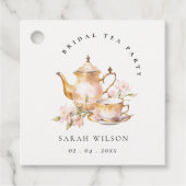 Roze Gouden Bloem Theeset Bruiloft Thee Feestje Bedankjes Labels (Voorkant)