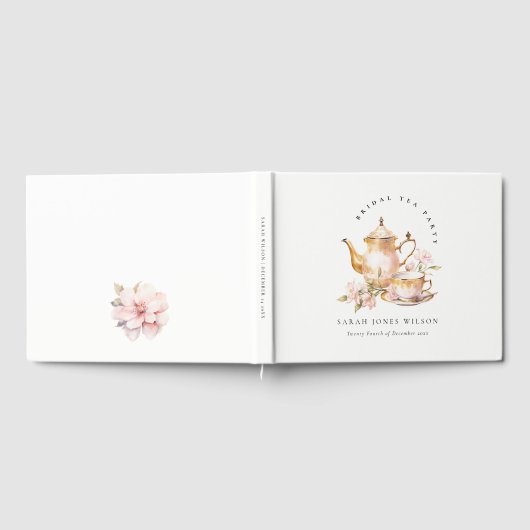 Roze Gouden Bloem Theeset Bruiloft Thee Feestje Gastenboek (Volledig)