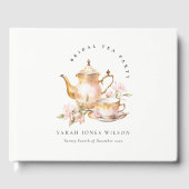 Roze Gouden Bloem Theeset Bruiloft Thee Feestje Gastenboek (Voorkant)