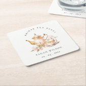 Roze Gouden Bloem Theeset Bruiloft Thee Feestje  Kartonnen Onderzetters (Schuin)