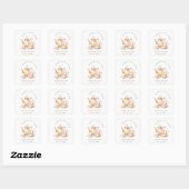 Roze Gouden Bloem Theeset Bruiloft Thee Feestje Vierkante Sticker (Vel)