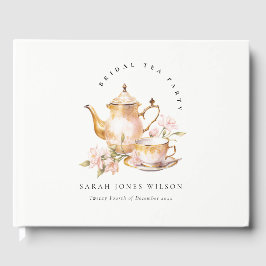 Roze Gouden Bloem Theeset Bruiloft Thee Party Gastenboek