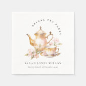 Roze Gouden Bloem Theeset Bruiloft Thee Party  Servet (Voorkant)