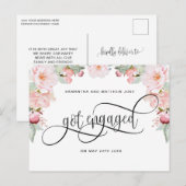 Roze Gouden Bloem, Verliefd, Verloving Aankondigingskaart (Voorkant / Achterkant)