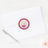 Roze Gouden Bloem Vijftig Fantastische Verjaardag Ronde Sticker (Envelop)