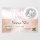 Roze Gouden Bloem Vlinder | Openingsuren QR Code Raamsticker (Vel)