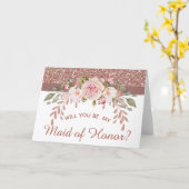 Roze Gouden Bloem Wil Je Mijn Bruidsmeisje Zijn Kaart (Gele Bloem)