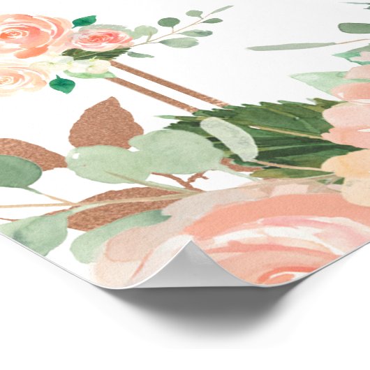 Roze Gouden Bloemachtig Bruidsdiner Mimosa Bar Bor Poster (Hoek)