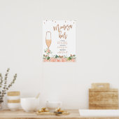Roze Gouden Bloemachtig Bruiloftsfeest Mimosa Bar  Poster (Keuken)