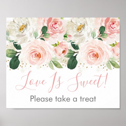 Roze Gouden Bloemachtig Bruiloftsfeest Teken Poster (Voorkant)