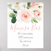 Roze Gouden Bloemachtige Bruidsdouche Mimosa Bar Poster (Voorkant)
