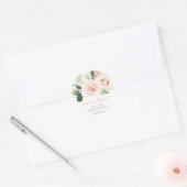Roze Gouden Bloemachtige Bruiloft Feest Ronde Sticker (Envelop)