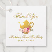 Roze Gouden Bloemachtige Bruiloft Thee Feest Bedan Bedankjes Labels (Voorkant)