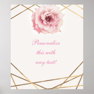 Roze & Gouden Bloemachtige Elegante Bruidsdouche B Poster