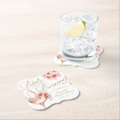 Roze Gouden Bloemblaadjes en Prosecco Bruidsontbij Kartonnen Onderzetters (Insitu)