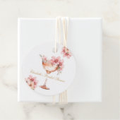 Roze gouden bloemblaadjes en prosecco cocktail bedankjes labels (In situ)