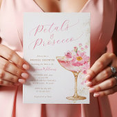 Roze gouden bloemblaadjes en Prosecco Floral Vrijg Kaart