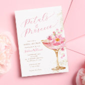 Roze gouden bloemblaadjes en Prosecco Floral Vrijg Kaart