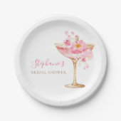 Roze gouden bloemblaadjes en Prosecco Floral Vrijg Papieren Bordje (Voorkant)