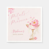 Roze gouden bloemblaadjes en Prosecco Floral Vrijg Servet (Voorkant)