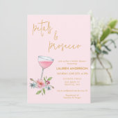 Roze & gouden bloemblaadjes en Prosecco Vrijgezell Kaart (Staand voorkant)