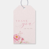 Roze Gouden Bloemblaadjes Prosecco Bloem Bruilofts Cadeaulabel (Achterkant)