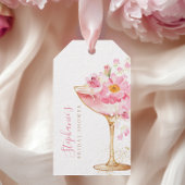Roze Gouden Bloemblaadjes Prosecco Bruiloftsshower Cadeaulabel