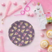 Roze + Gouden Bloemen Baby shower Papieren Bordje (Feest)