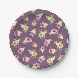 Roze + Gouden Bloemen Baby shower Papieren Bordje