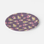 Roze + Gouden Bloemen Baby shower Papieren Bordje (Gekanteld)