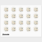 Roze Gouden Bloemen Bruiloftadres Ronde Sticker (Vel)