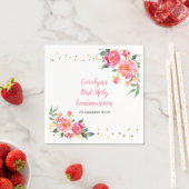 Roze Gouden Bloemen Cocktail Papier Servetten (Insitu)