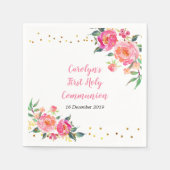 Roze Gouden Bloemen Cocktail Papier Servetten (Voorkant)