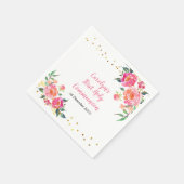 Roze Gouden Bloemen Cocktail Papier Servetten (Hoek)