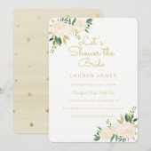 Roze Gouden Bloemen Elegante Bruids Douche Uitnodi Kaart (Voorkant / Achterkant)