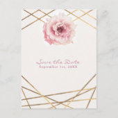 Roze & Gouden Bloemen Glam Party Save the Date Aankondigingskaart (Voorkant)