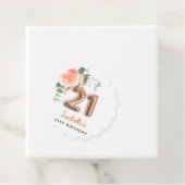 Roze gouden bloemen groen 21e verjaardag bedankjes labels (In situ)