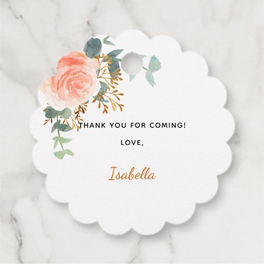 Roze gouden bloemen groen 21e verjaardag bedankjes labels (Achterkant)