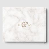 Roze gouden bloemen marmer Monogram Weddenschap Gastenboek (Achterkant)
